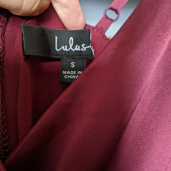 Lulu's Ode To Love Burgundy Satin Maxi Dress - Picture 3 of 3